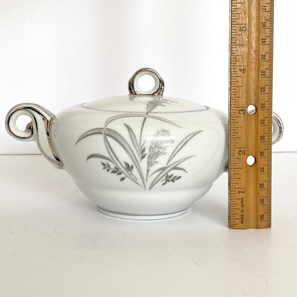 Wentworth China Japan Silver Wheat Sugar Bowl With Lid 4514 Eternal Shape - Picture 11 of 12